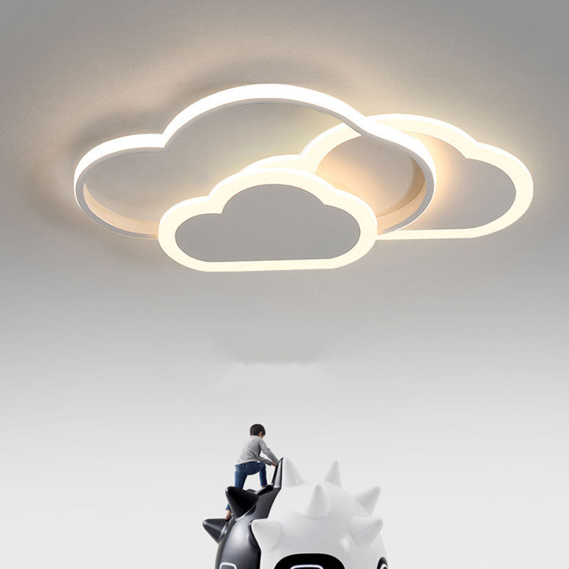 Arisha Plafonnier Nuage Moderne, Acrylique/Metal, Blanc/Rose, Chambre - Neutralighting