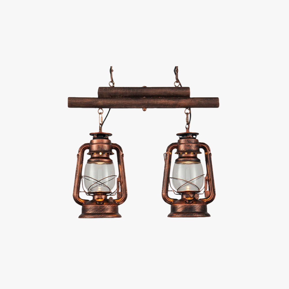 Silva Luminaires Suspensions Lanterne Vintage Métal/Verre Laiton/Cuivre Salon/Salle à manger - Neutralighting