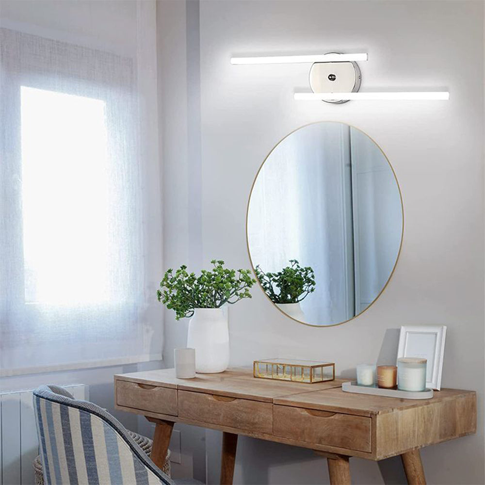 Ray Applique Murale à Miroir Design LED Linéaire Moderne Métal/Gel de Silice Noir/Argent Salle de Bain - Neutralighting