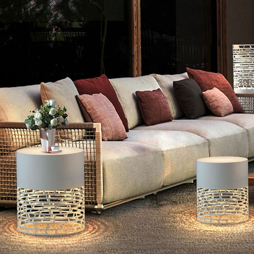 Ray Ronde LED Lampe de Table Blanc Métal/Acrylique Extérieur Jardin - Neutralighting