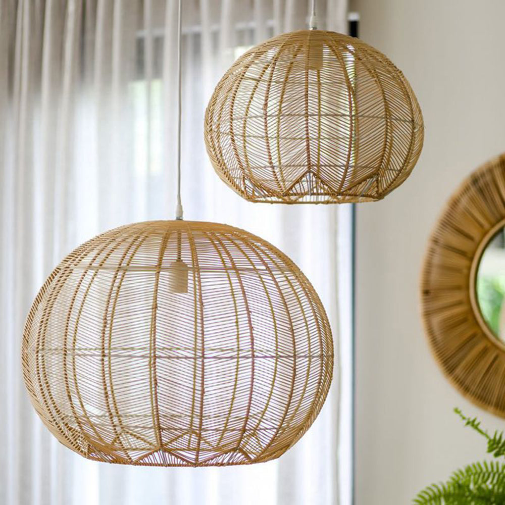 Ritta Luminaires Suspensions Grande Ballon Vintage Métal/Rotin Bois Bureau/Salon - Neutralighting