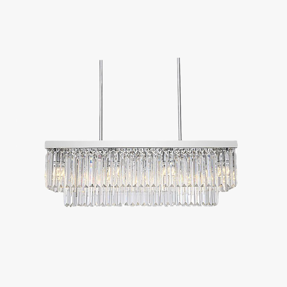 Kristy Design Luminaires Suspensions Rectangulaire Contemporain Métal/Cristal Blanc Salle à Manger/Salon - Neutralighting