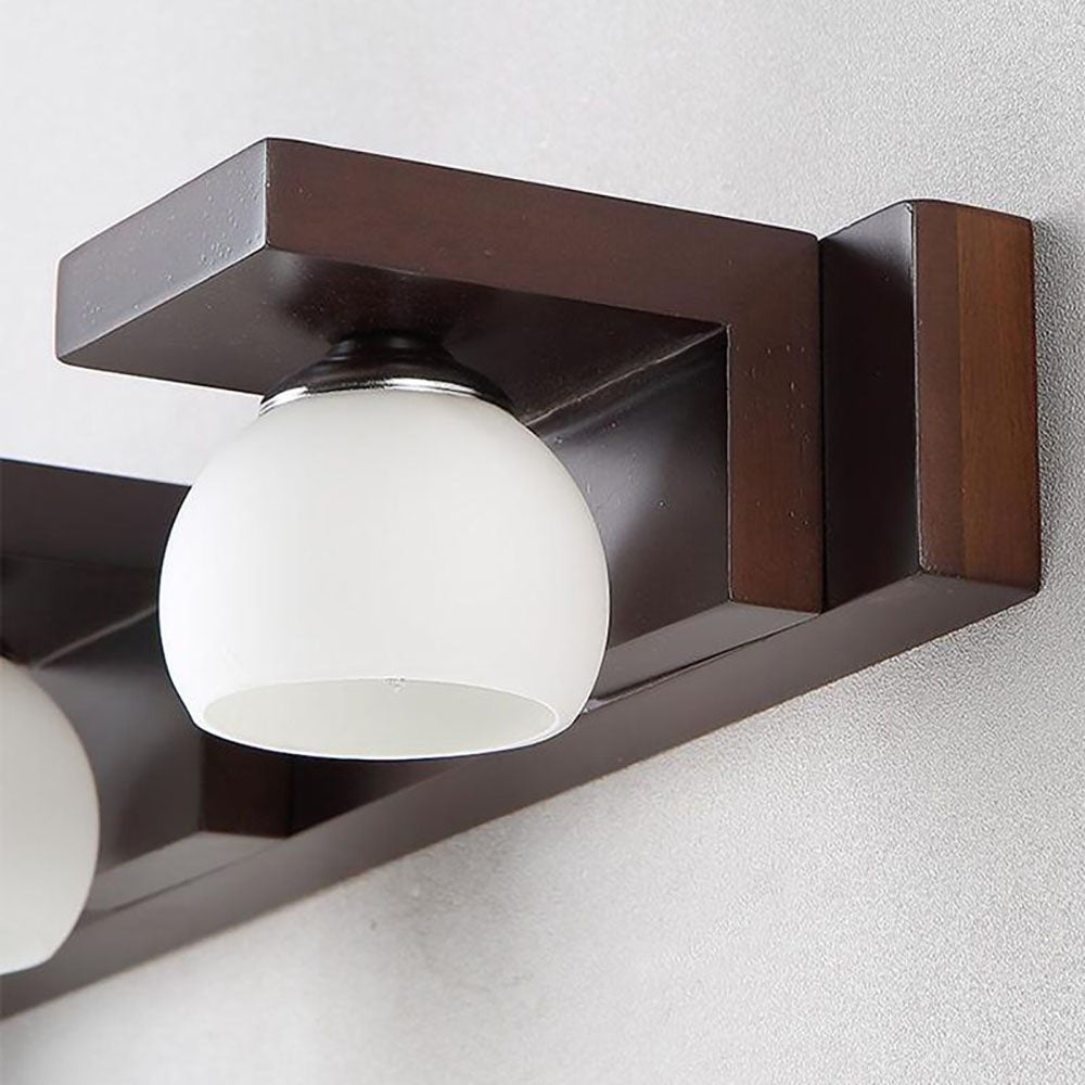 Muto Applique Murale à Miroir Intérieur Ronde Vintage LED Bois/Verre Burn Salle de Bain - Neutralighting