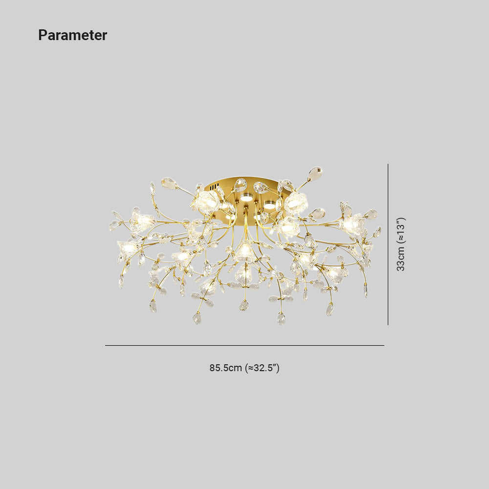 Arisha Design LED Plafonnier Fleur Art Deco Métal/Verre Doré Salon/Chambre à Coucher - Neutralighting