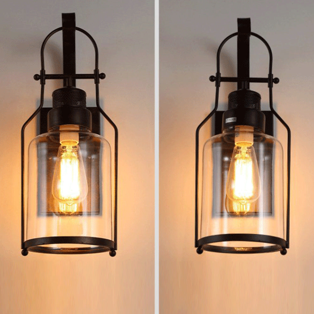 Silva Applique Murale LED Lanterne Vintage Métal/Verre Noir/Rouille Chambre/Salle à Manger - Neutralighting
