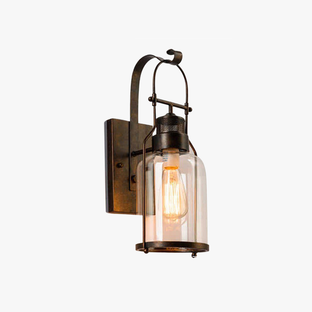 Silva Applique Murale LED Lanterne Vintage Métal/Verre Noir/Rouille Chambre/Salle à Manger - Neutralighting