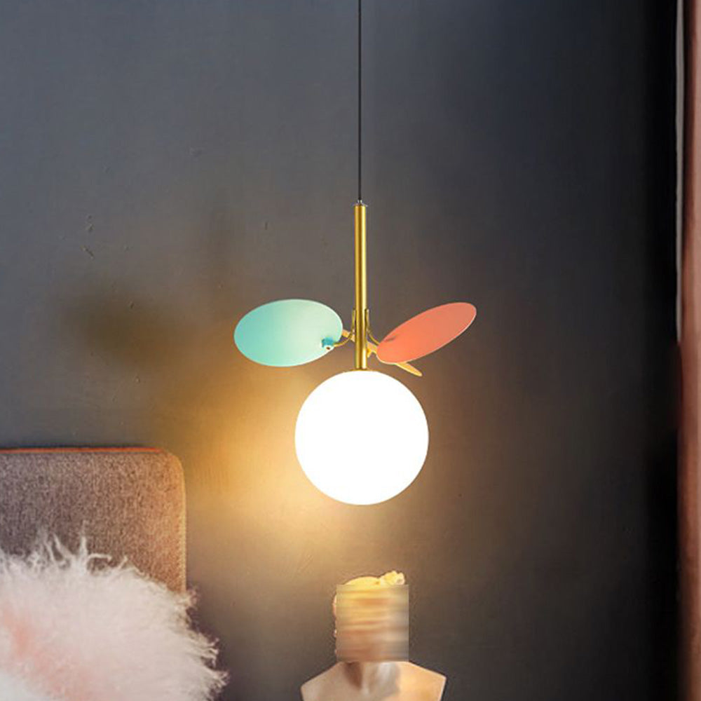 Arisha Luminaires Suspensions Globe Moderne Design Métal Verre Multicolore/Blanc Salon/Chambre d'Enfant - Neutralighting