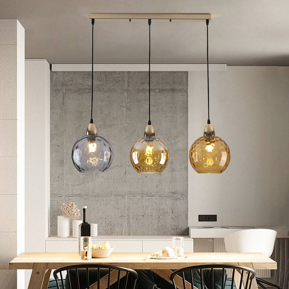 Valentina Suspension Boule Ondulation Nortique Métal/Verre Vert/Gris Salon - Neutralighting