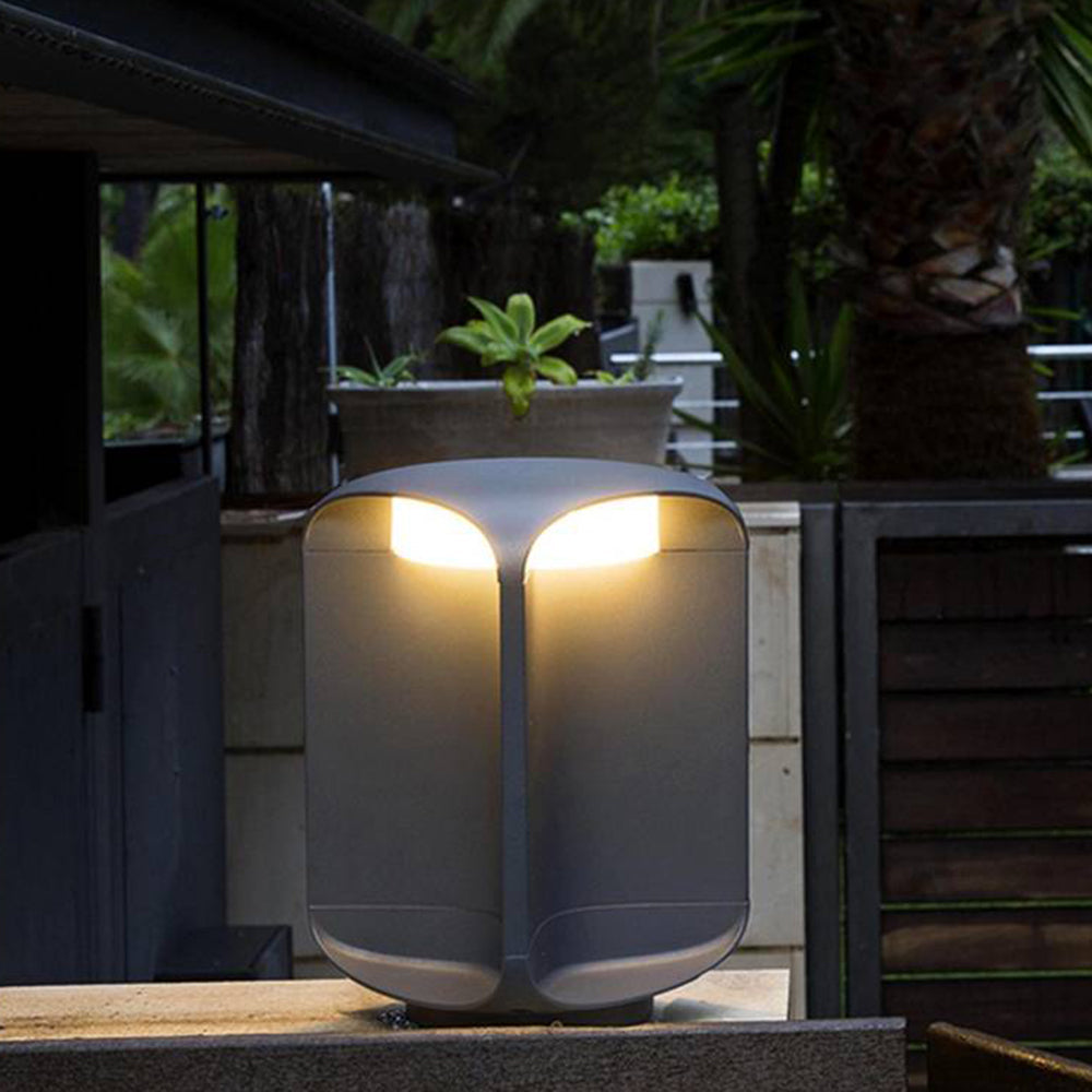 Ray LED Lampadaire Noir/Gris Métal/Verre Cour Allée Extérieur - Neutralighting