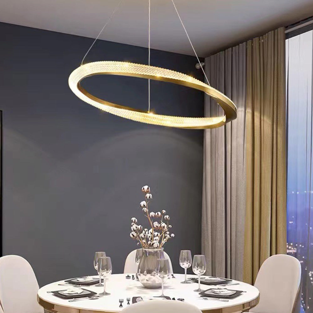 Kristy Luminaires Suspensions Anneau Moderne Métal Acrylique Noir/Cuivre Salon/Chambre à Coucher - Neutralighting