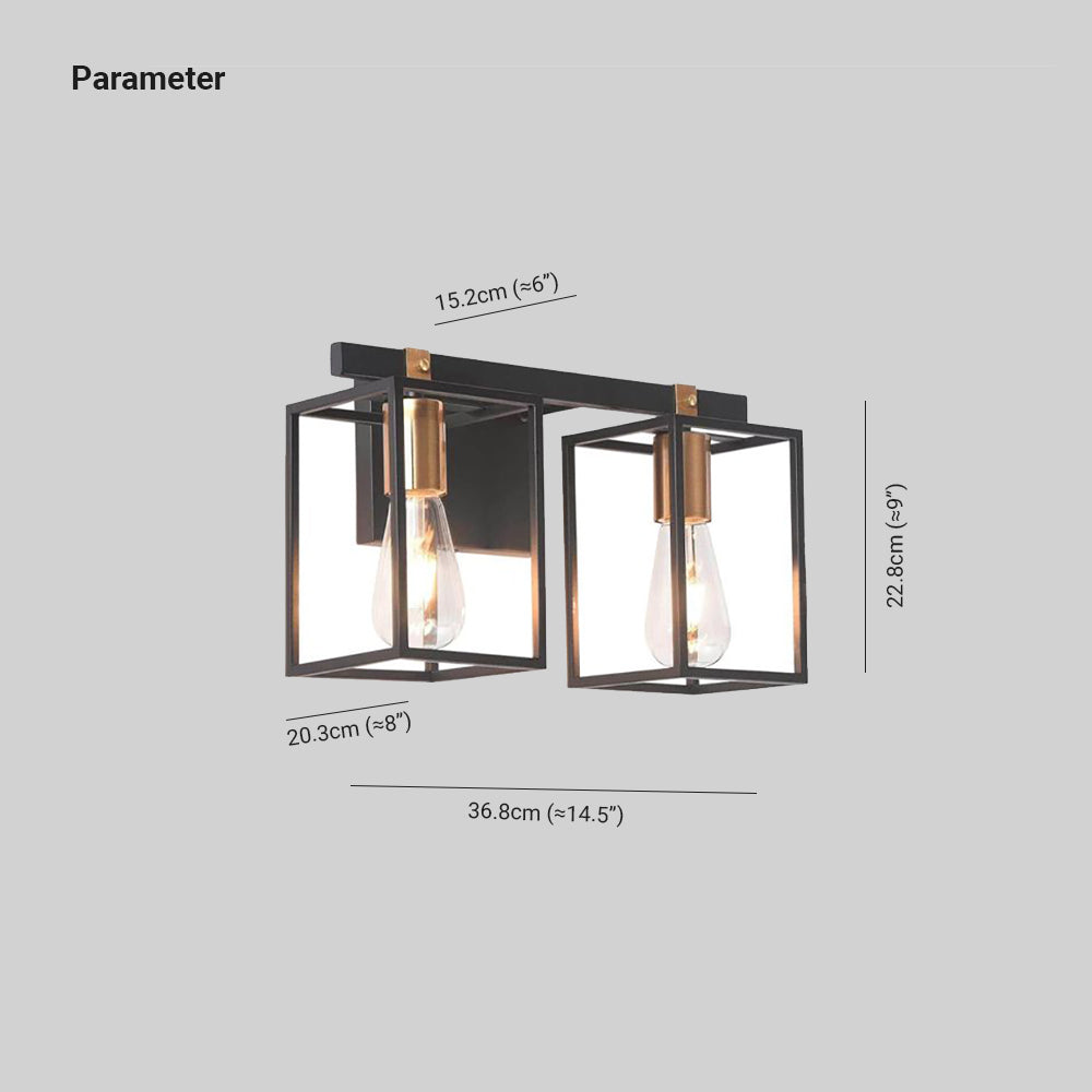 Silva Applique Murale à Miroir Carré Design LED Vintage Métal Noir Salle de Bain - Neutralighting