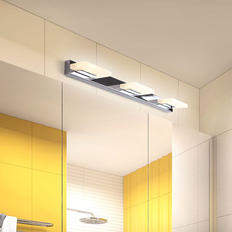 Arisha Design LED Applique Murale Miroir Carré Moderne Métal/Acrylique Argent Salle de Bain - Neutralighting