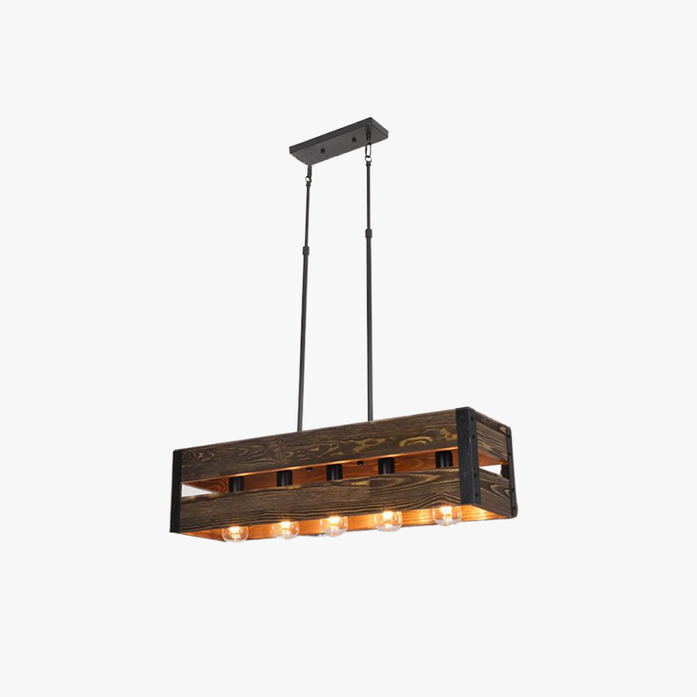 Silva Suspension Rectangulaire Rustique, Bois/Metal, Bois/Marron, Chambre - Neutralighting