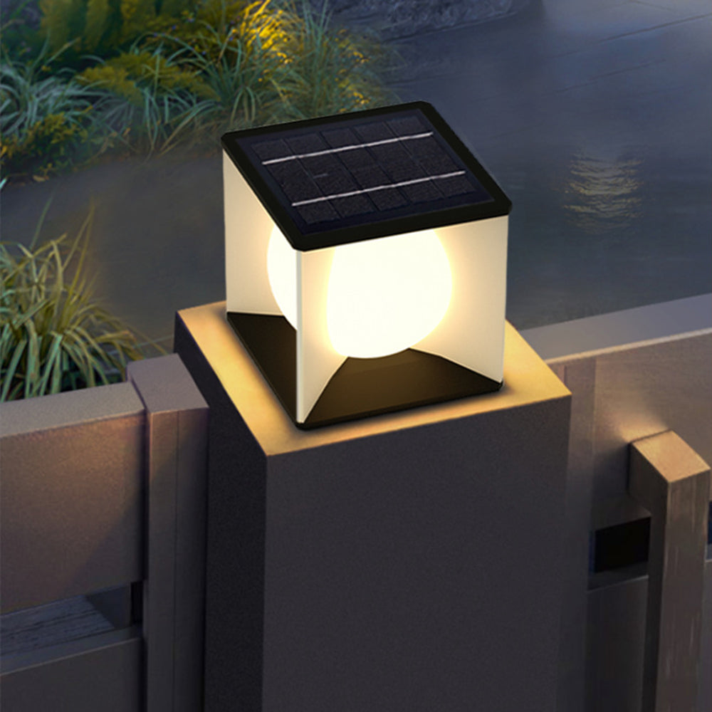 Aria Lampe de Poteau Lune Moderne, Métal/Acrylique, Noir, Cour - Neutralighting