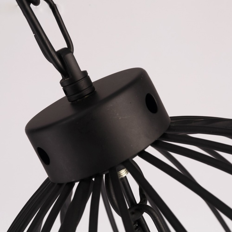 Arisha Industrielle LED Suspension Noir Métal Cristal Salon Salle à manger - Neutralighting