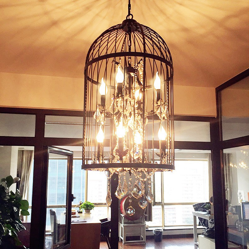 Arisha Industrielle LED Suspension Noir Métal Cristal Salon Salle à manger - Neutralighting