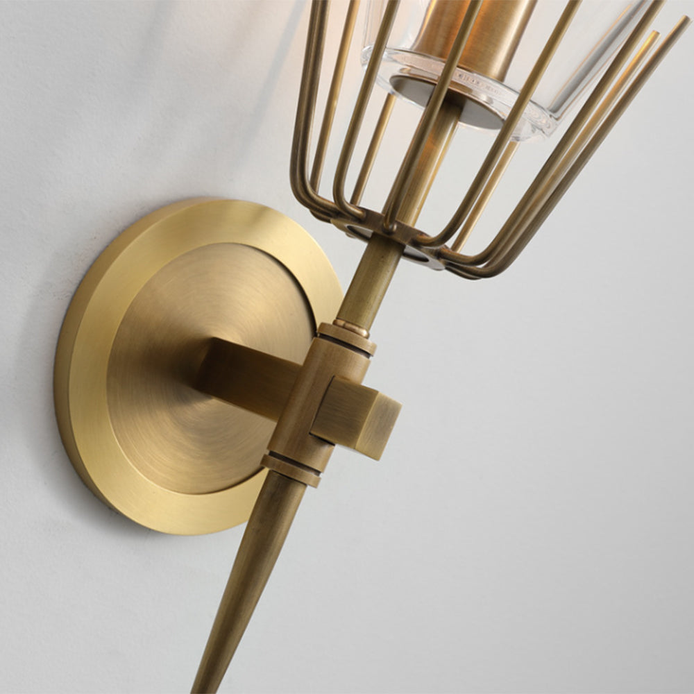 Arisha Design Italien LED Applique Murale Linéaire Vintage Métal/Verre Or Salon/Chambre - Neutralighting