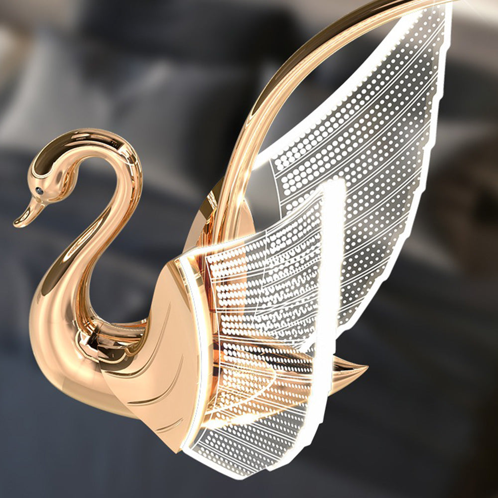Arisha Design Luminaires Suspensions Cygne Moderne LED Métal/Acrylique Doré Rosé Salon - Neutralighting
