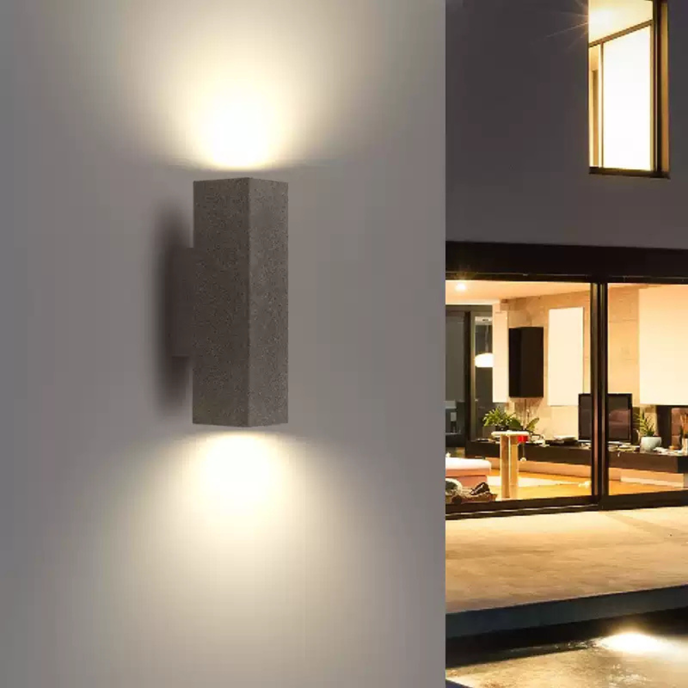 Ray Applique Murale Rectangulaire Minimaliste, Ciment/Acrylique, Blanc, Jardin - Neutralighting