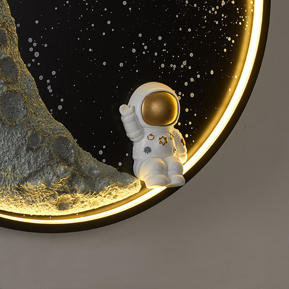 Aria Applique Murale Moderne Astronaute Lune, Métal, Noir, Chambre/Salon - Neutralighting