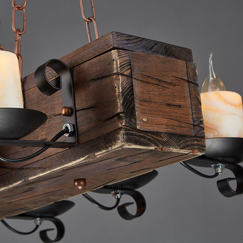 Epoch Suspension Sectangulaire Vintage, Metal/Bois, Marron, Salon - Neutralighting