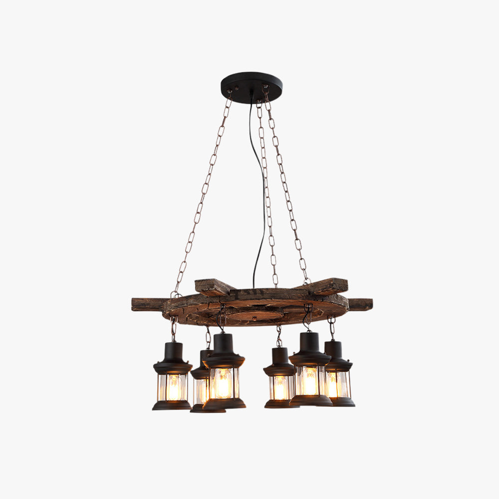 Epoch Suspension Rudder Vintage, Metal/Bois, Noir/Marron, Chambre - Neutralighting