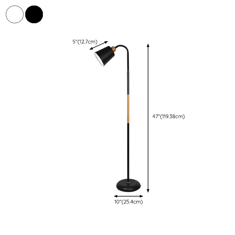 Tiffany Lampadaire Cylindre Moderne, Métal, Noir/Blanc, Salon