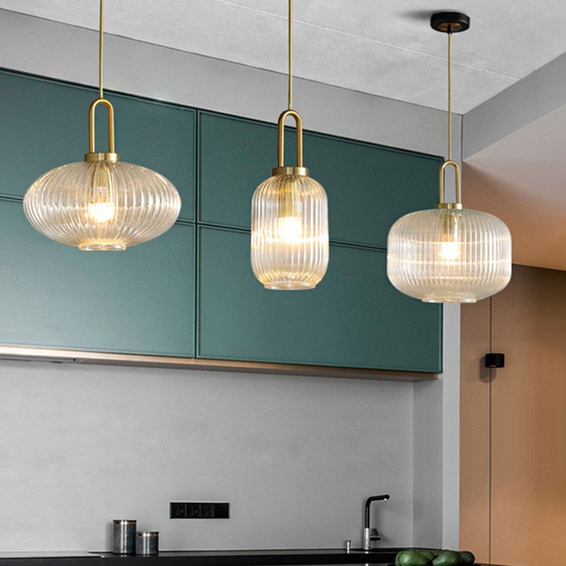 Arisha Moderne LED Suspension Doré Métal Verre Salle à Manger - Neutralighting