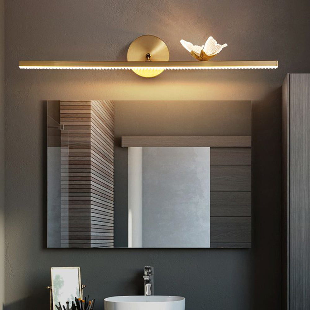 Arisha Applique Murale à Miroir Design Italien Iibellules Moderne Acrylique/Métal Doré Salle de Bain - Neutralighting