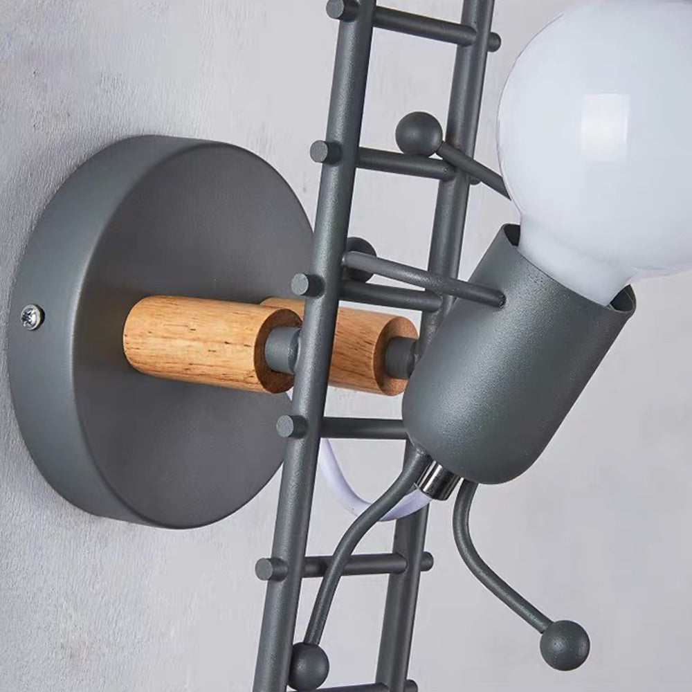 Luxo Applique Murale Rétro LED Métal/Bois de Caoutchouc Couloir 3 Couleur - Neutralighting
