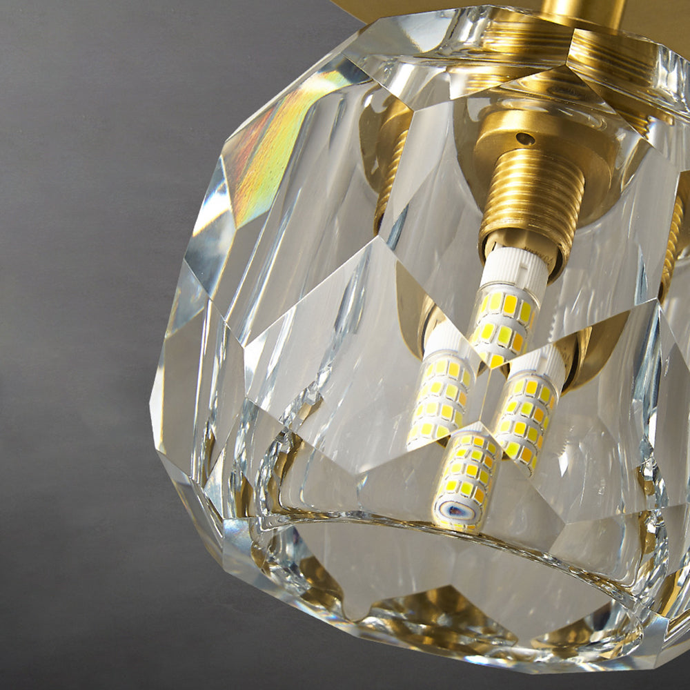 Kristy Plafonnier Diamant Cristal, Métal/Cristal, Doré, Salon - Neutralighting