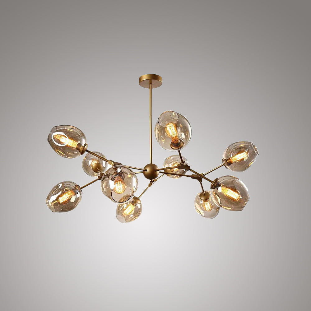 Valentina Suspension Multi Retro, Metal/Verre, Noir/Or, Chambre - Neutralighting