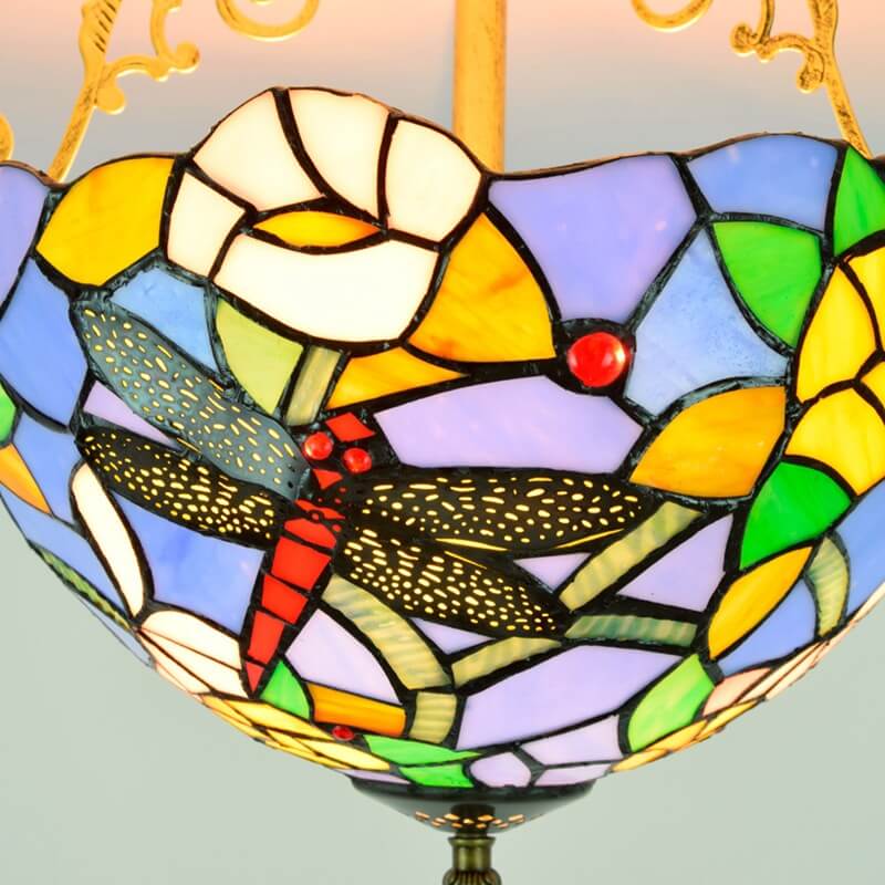 Tiffany Vintage Acrylique Plafonnier Métal/Verre Salon
