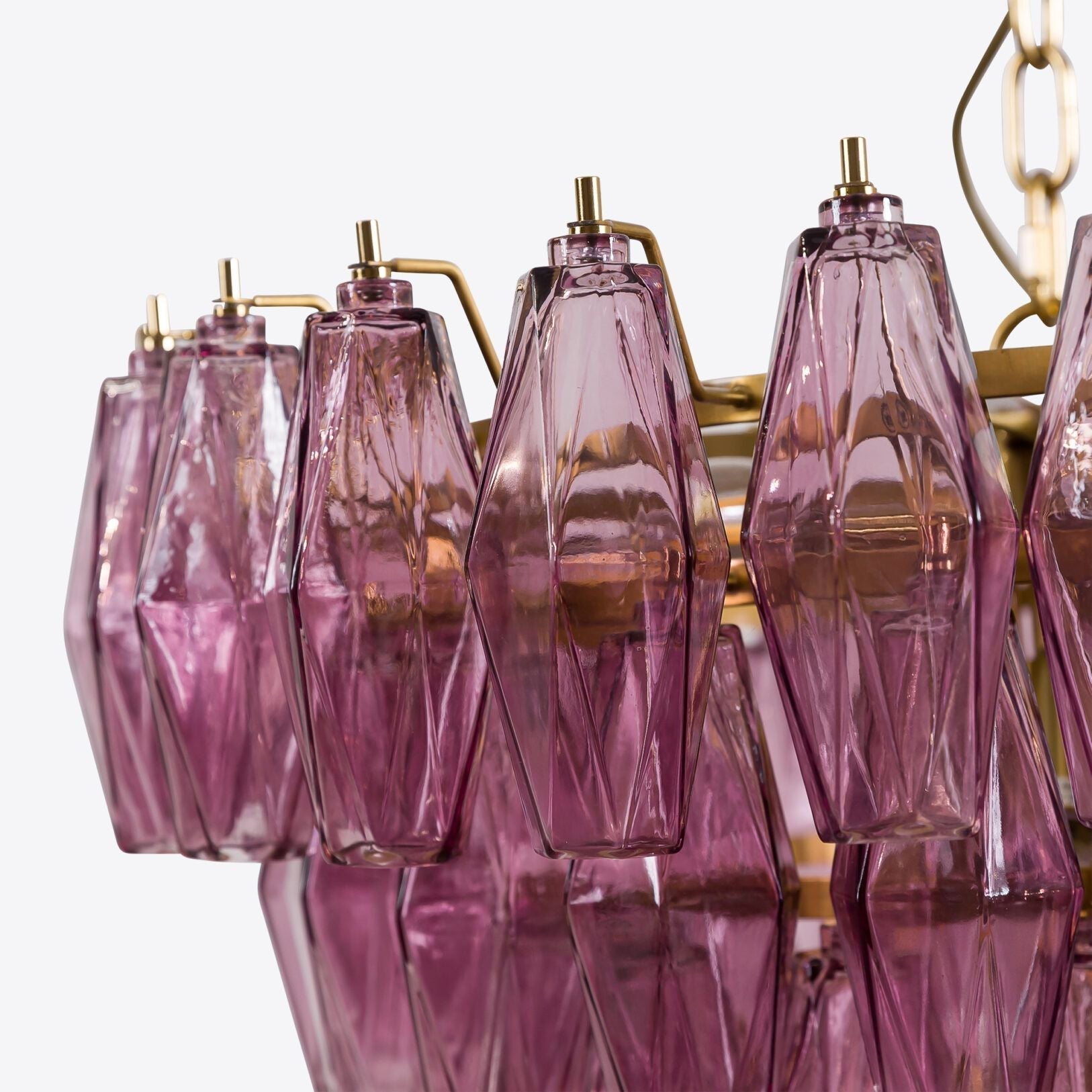 Aurora Chandelier Pink Faceted Glass Layered Vintage - Letslighting