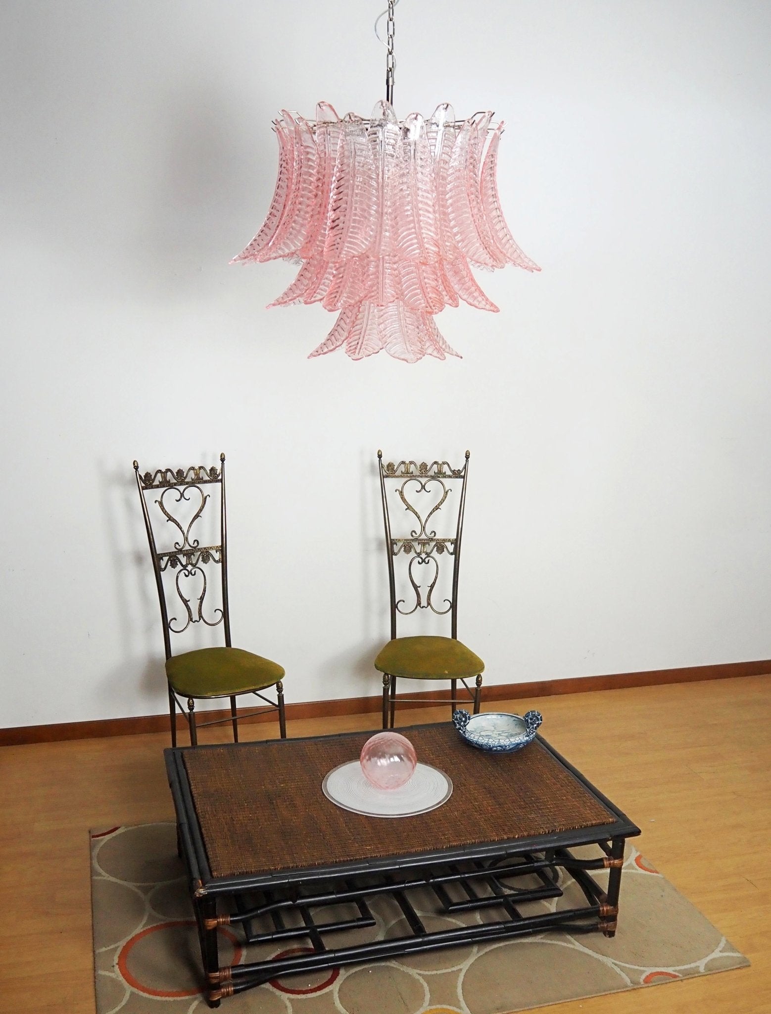 Aurora Chandelier Pink Leaf Glass Layered Graceful Luxury - Letslighting