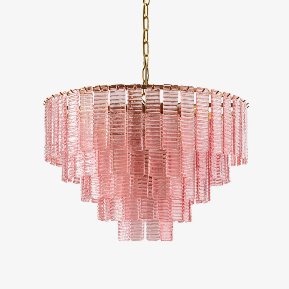 Aurora Chandelier Pink Murano Glass Layered Vintage Luxury - Letslighting