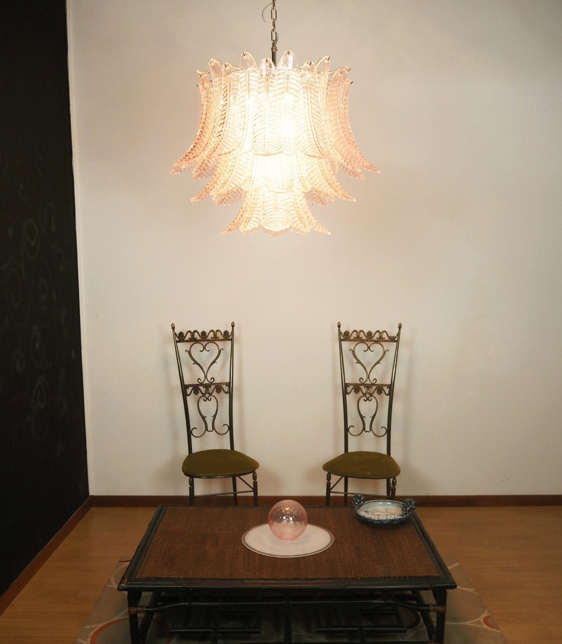 Aurora Chandelier Pink Leaf Glass Layered Graceful Luxury - Letslighting