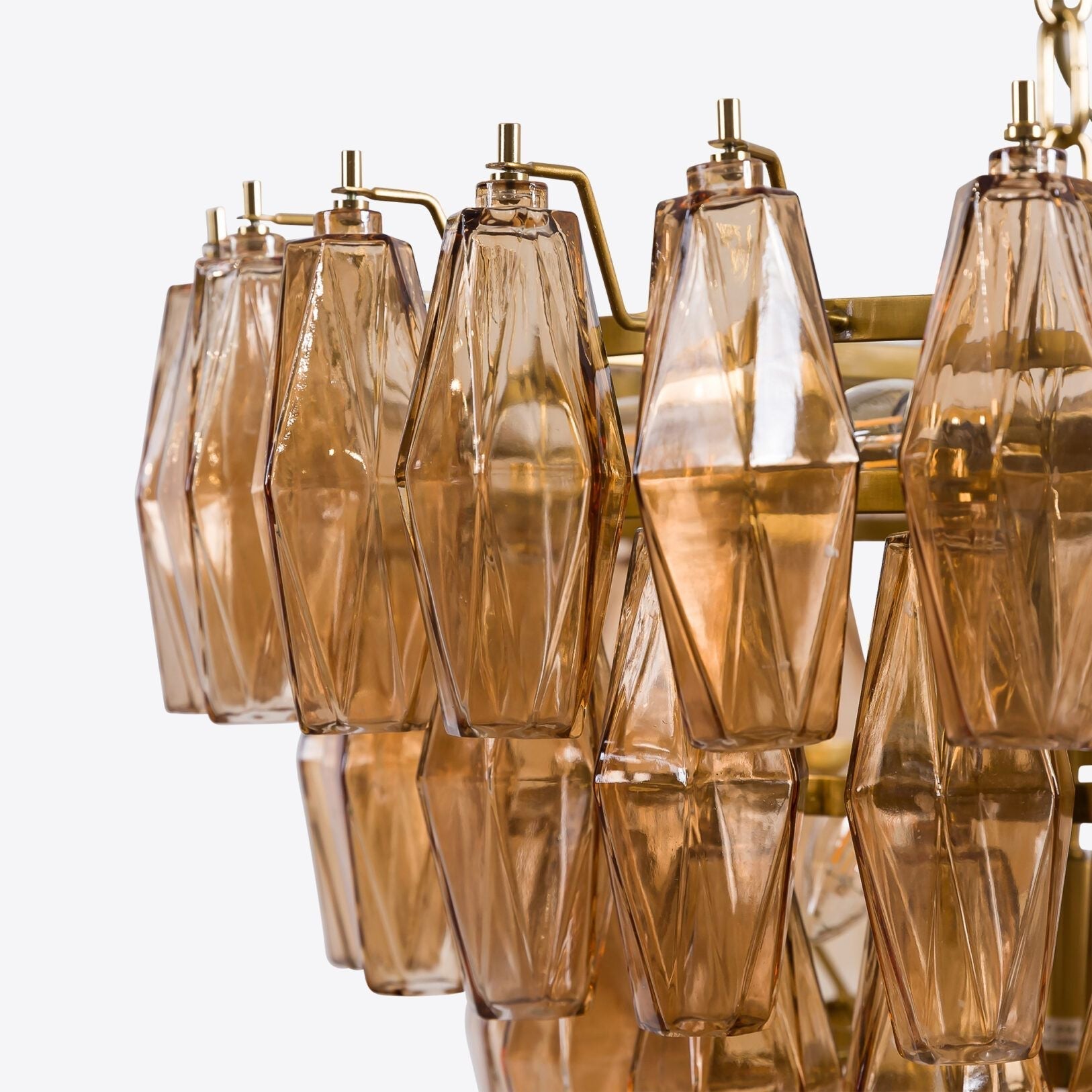 Aurora Chandelier Pink Faceted Glass Layered Vintage - Letslighting