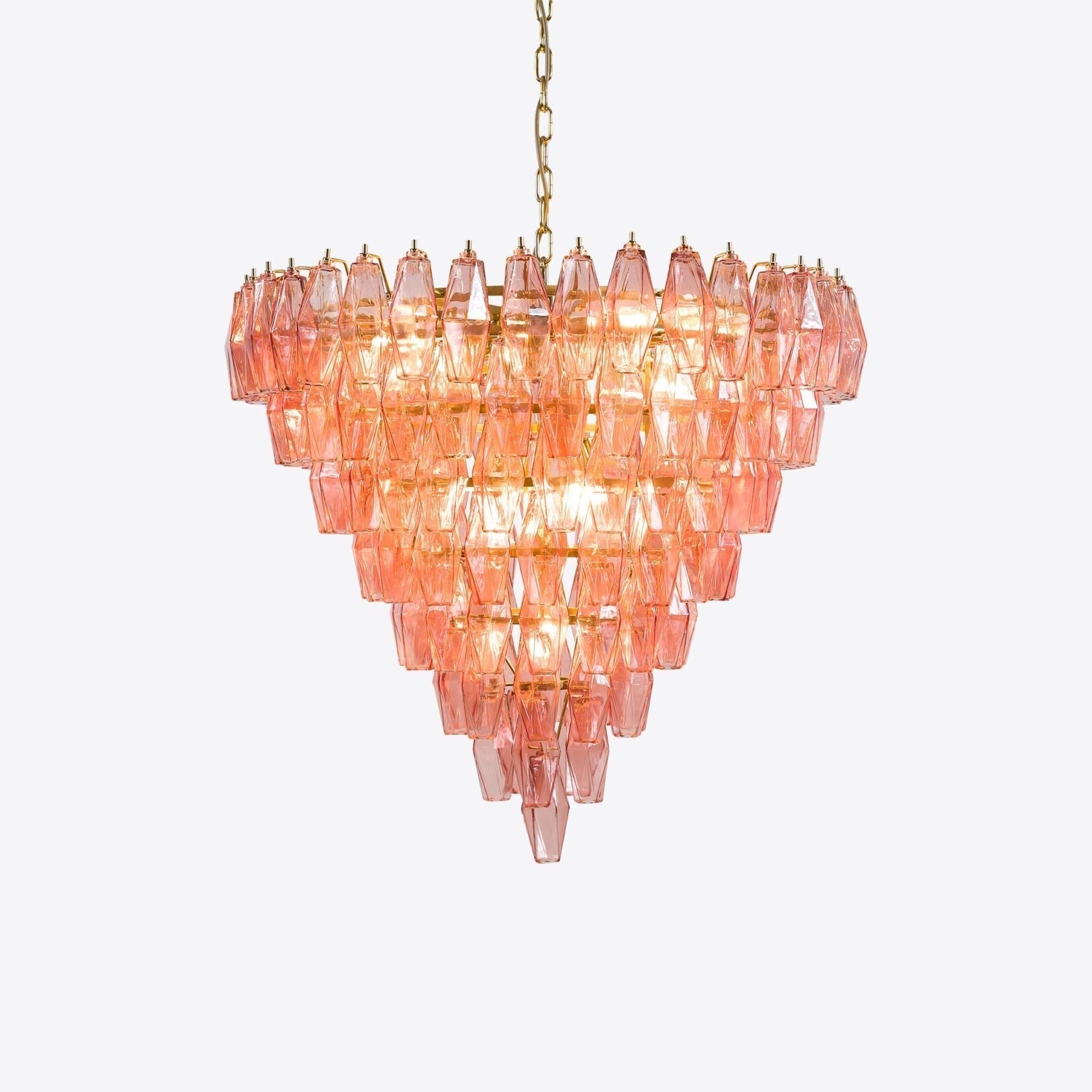 Aurora Chandelier Pink Faceted Glass Layered Vintage - Letslighting