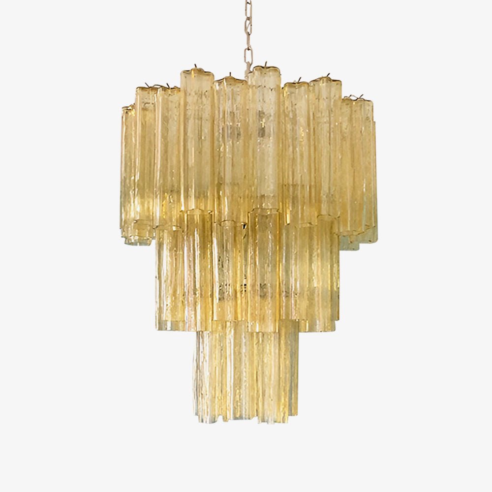 Aurora Chandelier Yellow Glass Tube Tiered Warm - Letslighting