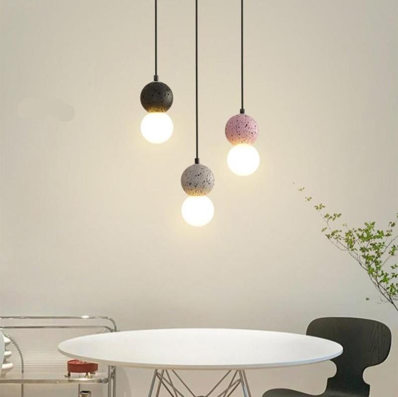 Kessie Luminaires Suspensions Globe Moderne Pierre/Verre Rose/Gris/Noir/Blanc Salon - Neutralighting