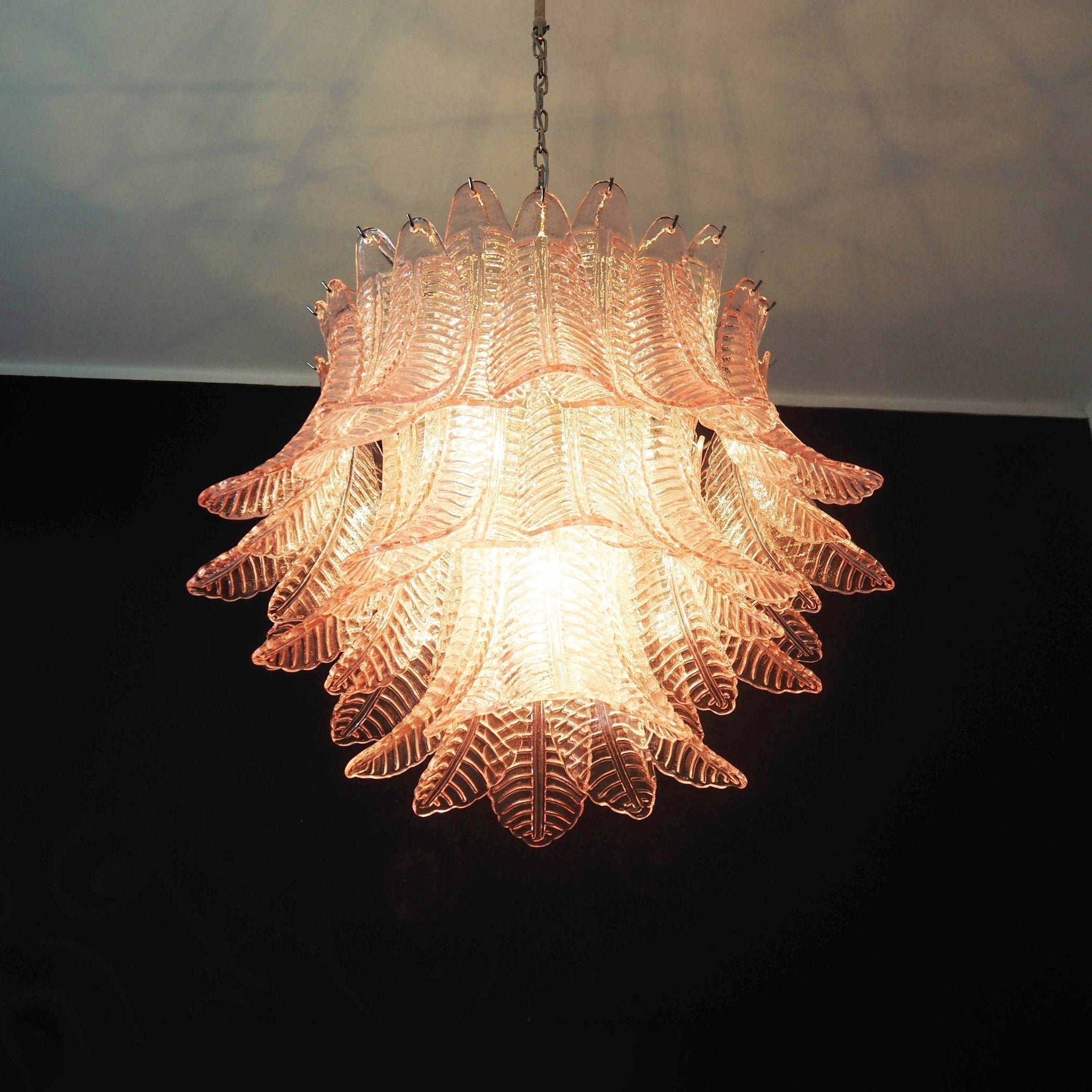 Aurora Chandelier Pink Leaf Glass Layered Graceful Luxury - Letslighting