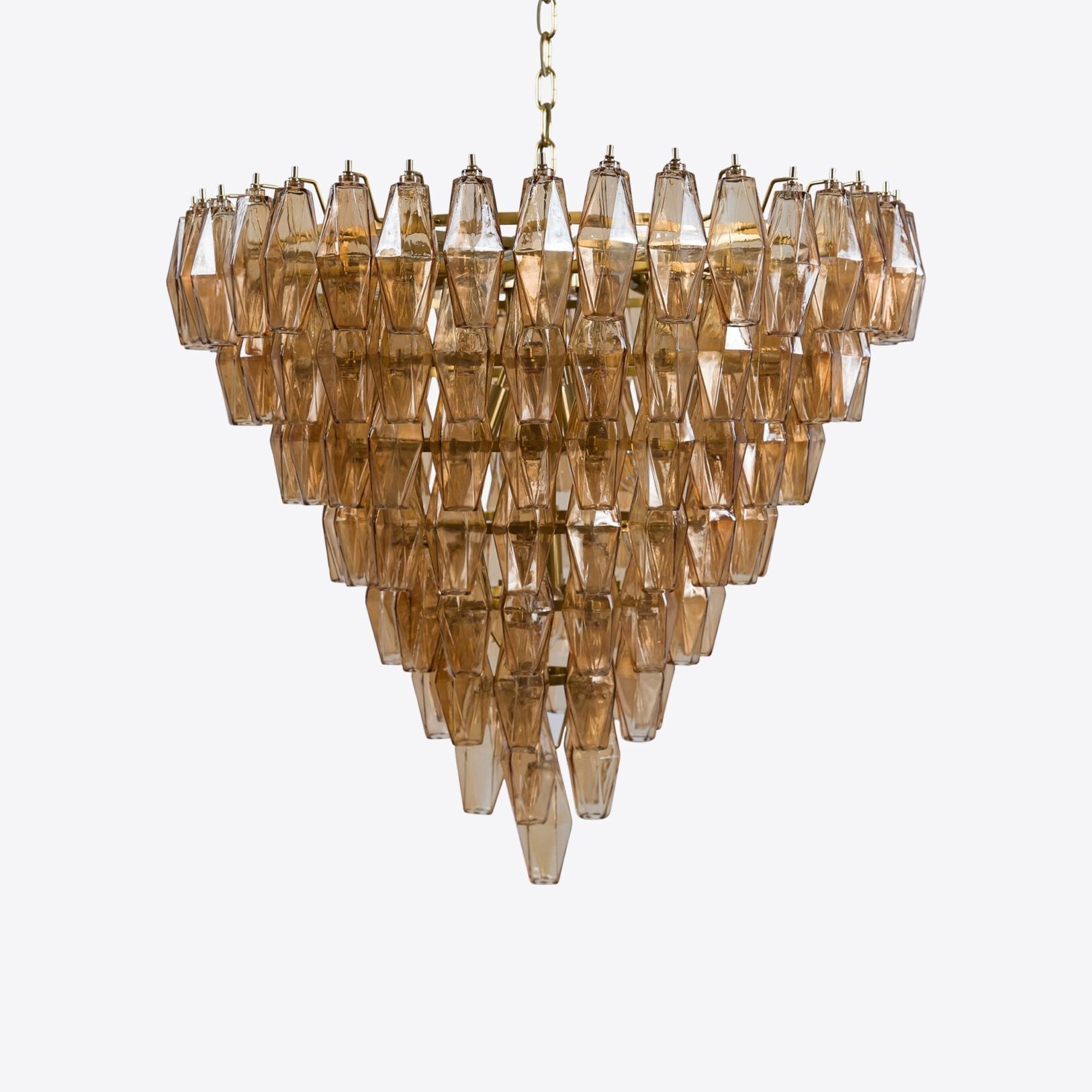 Aurora Chandelier Pink Faceted Glass Layered Vintage - Letslighting