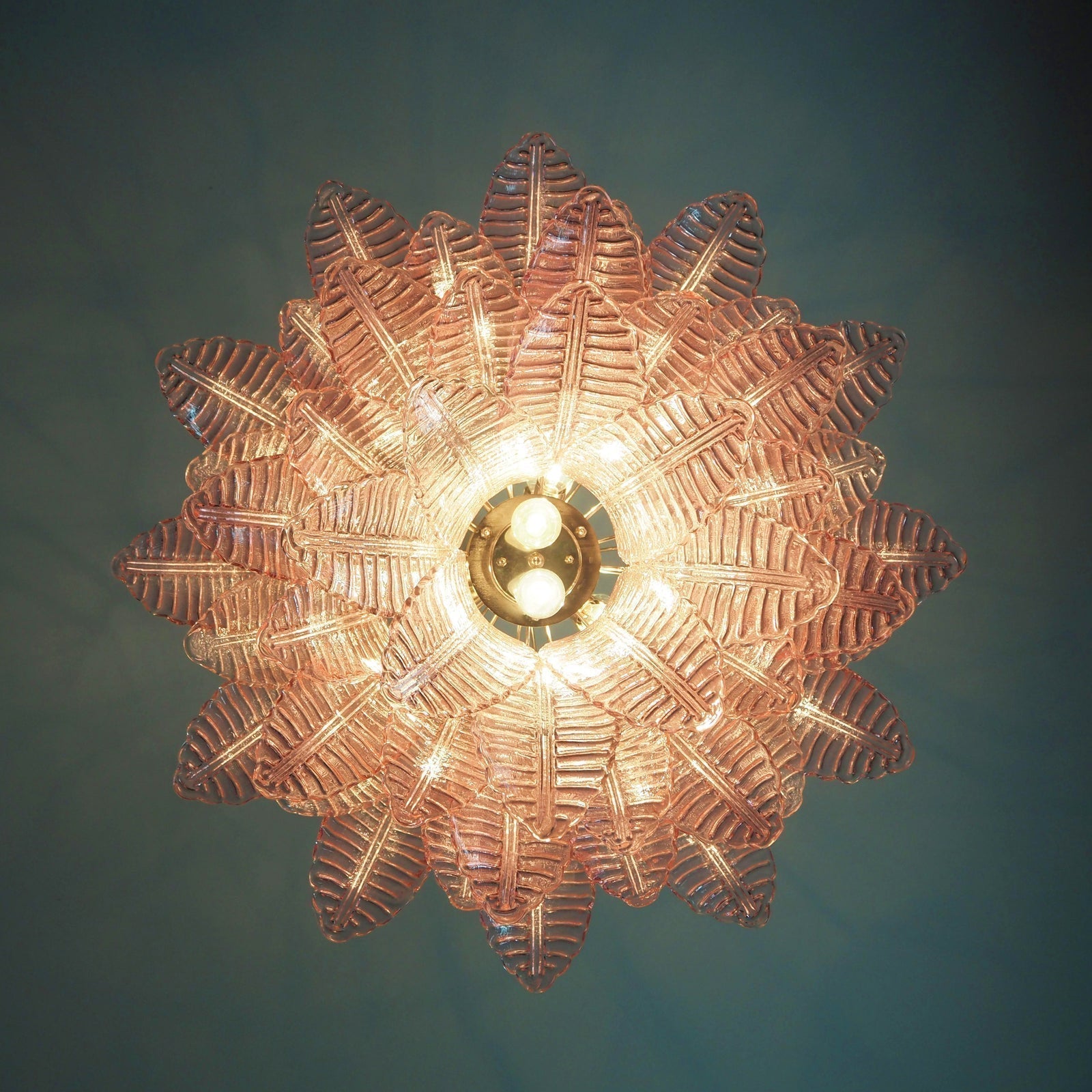 Aurora Chandelier Pink Leaf Glass Layered Graceful Luxury - Letslighting