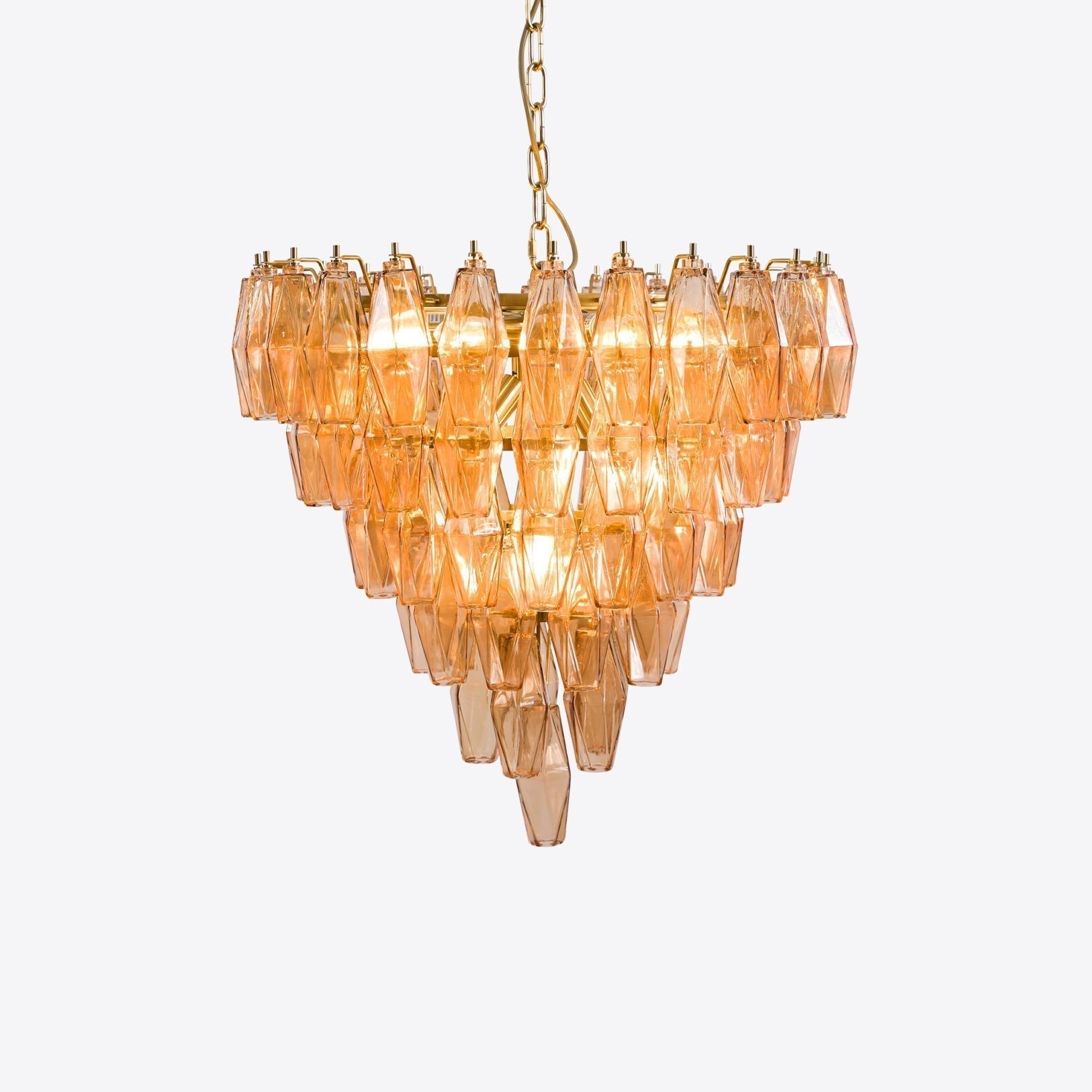Aurora Chandelier Pink Faceted Glass Layered Vintage - Letslighting