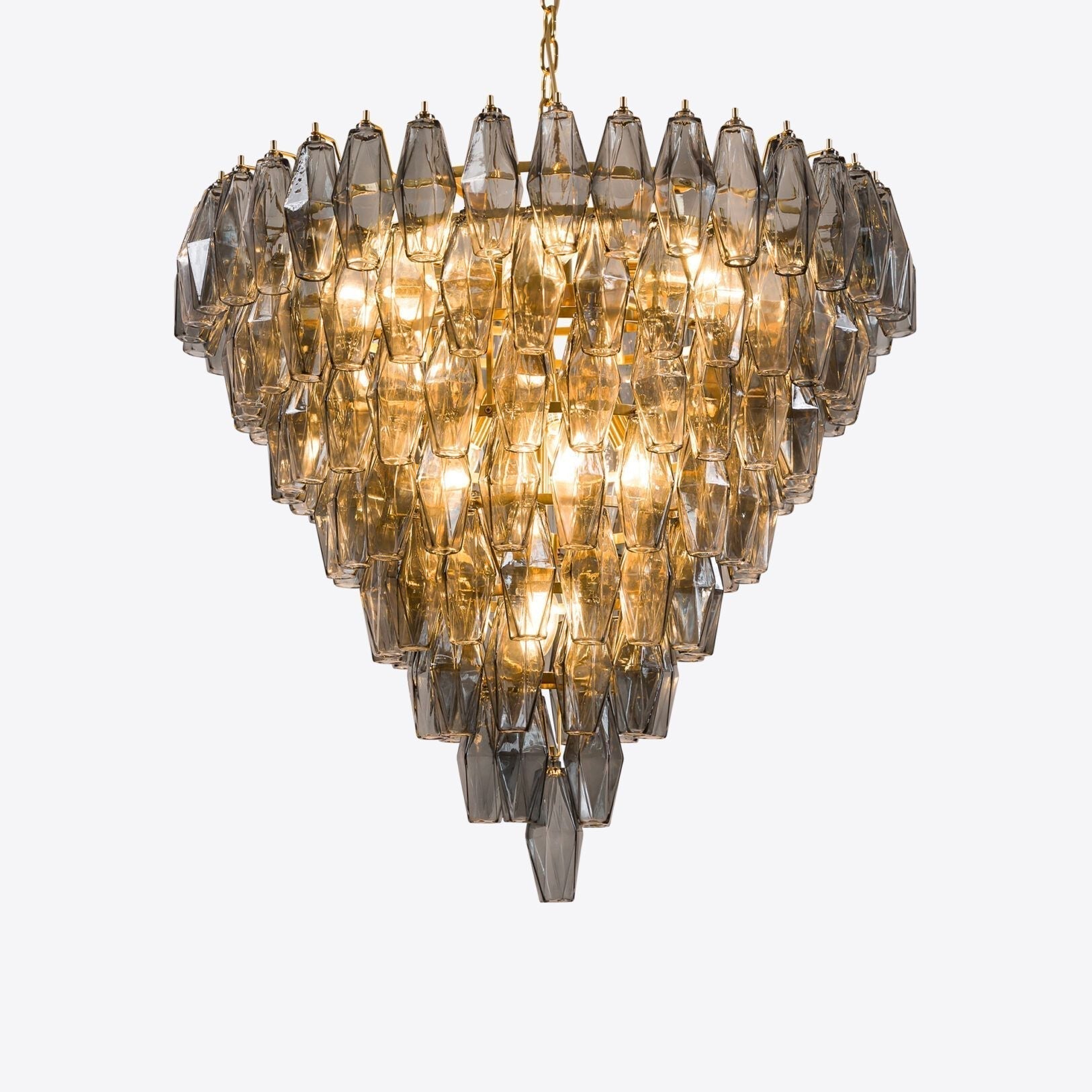 Aurora Chandelier Pink Faceted Glass Layered Vintage - Letslighting