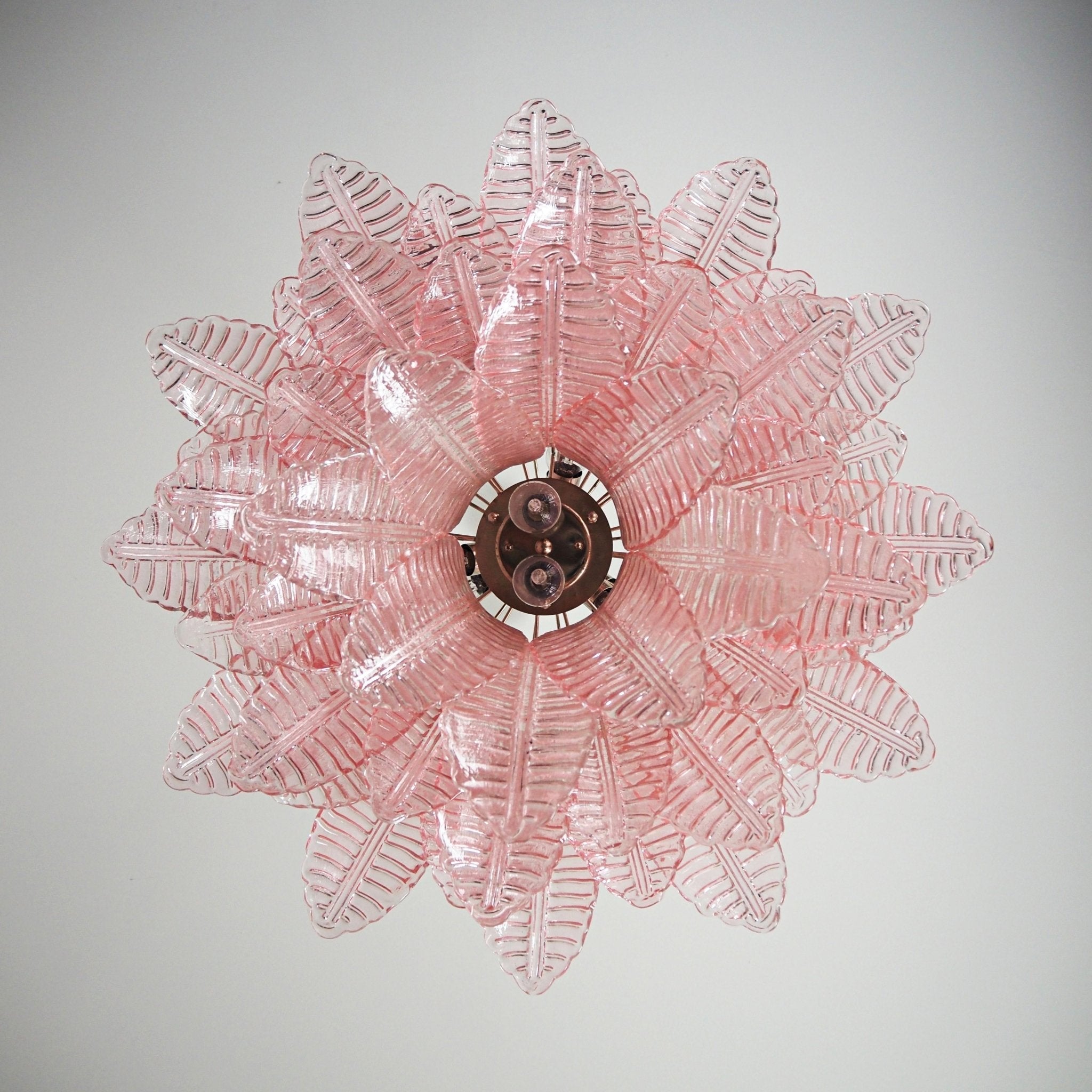 Aurora Chandelier Pink Leaf Glass Layered Graceful Luxury - Letslighting