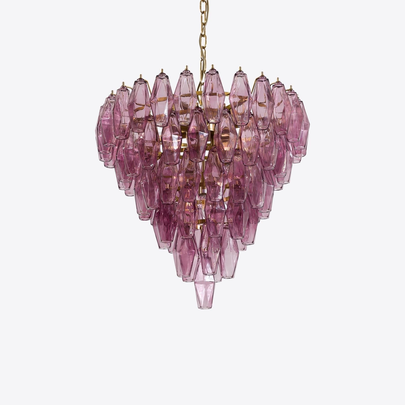 Aurora Chandelier Pink Faceted Glass Layered Vintage - Letslighting