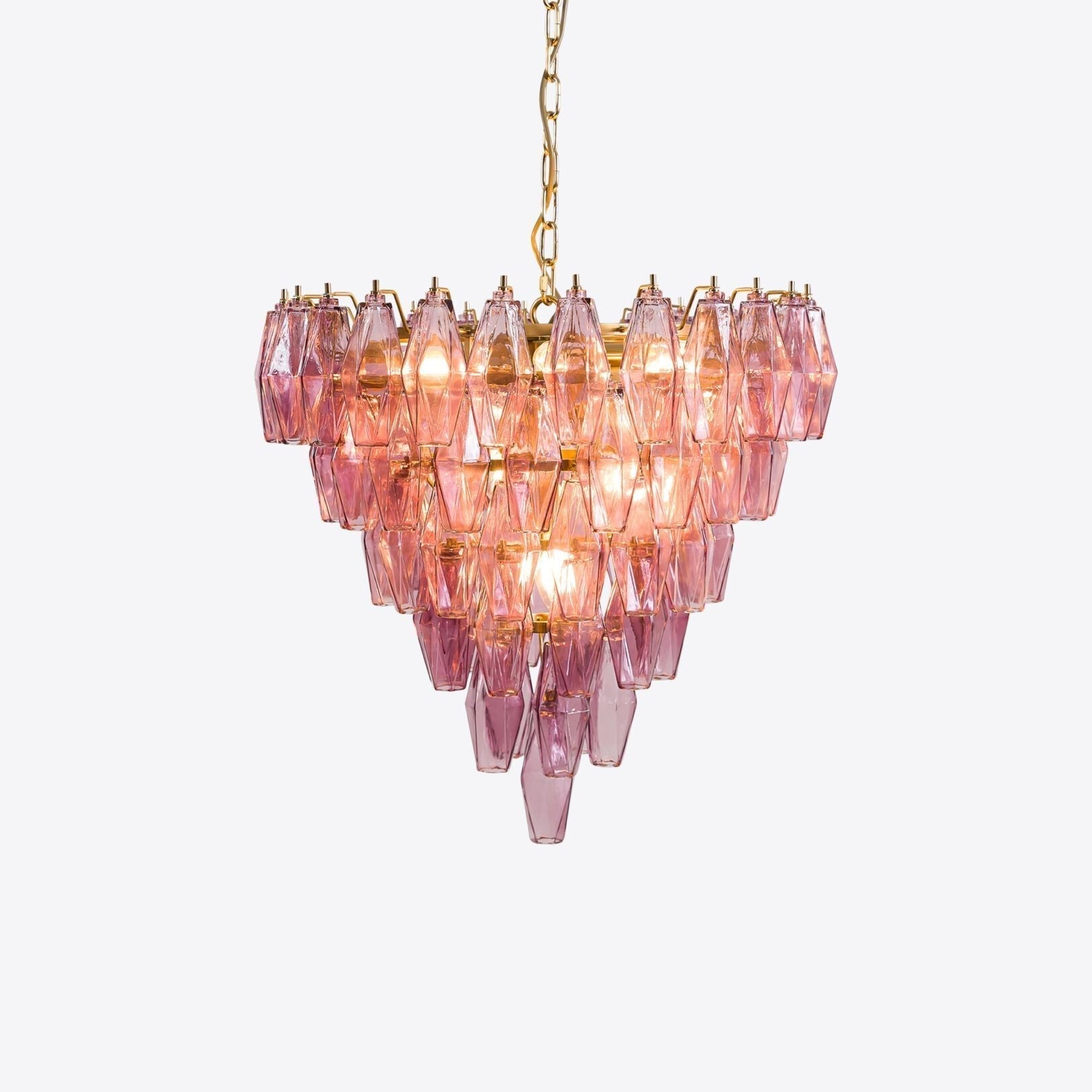Aurora Chandelier Pink Faceted Glass Layered Vintage - Letslighting