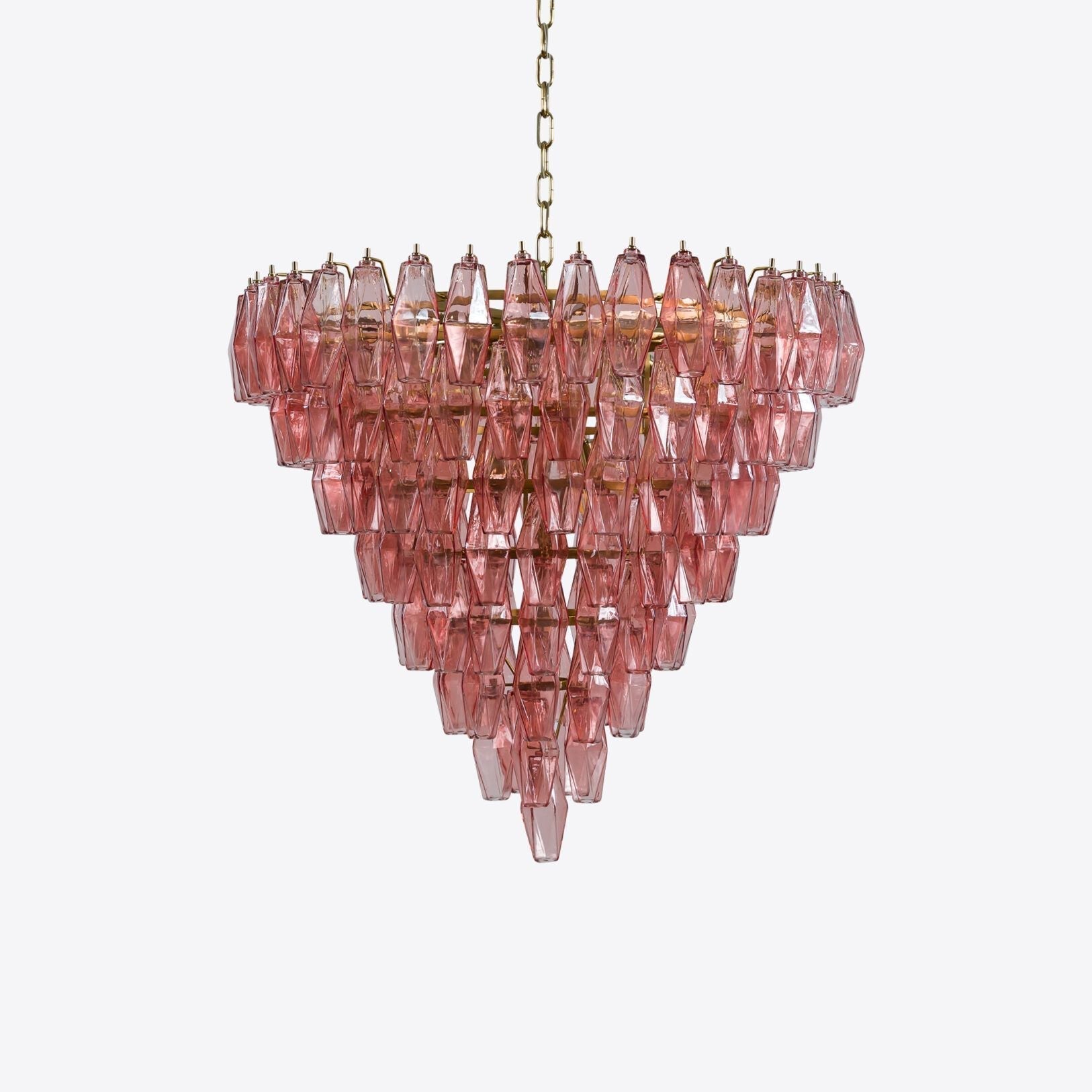 Aurora Chandelier Pink Faceted Glass Layered Vintage - Letslighting